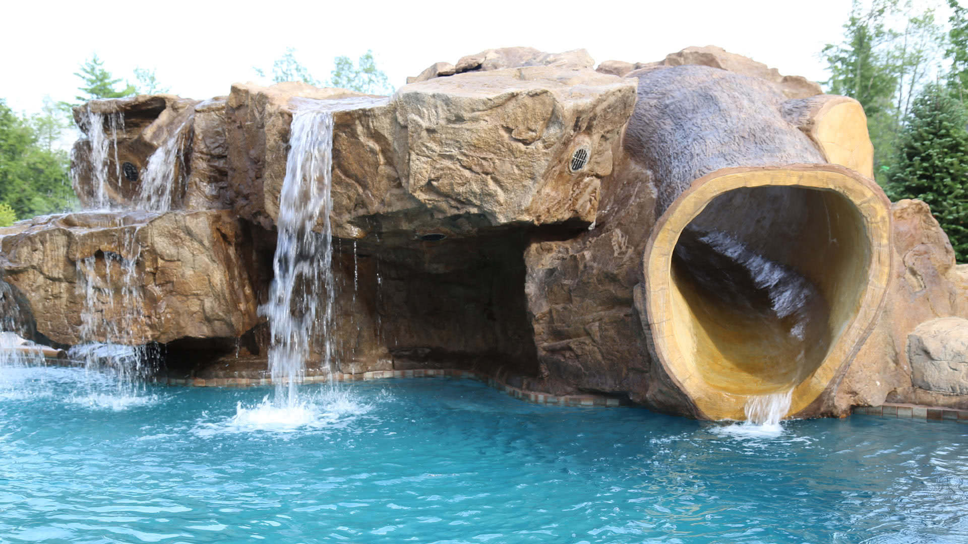 Poolside Water Features Rock Water Slides Waterfalls Grottos