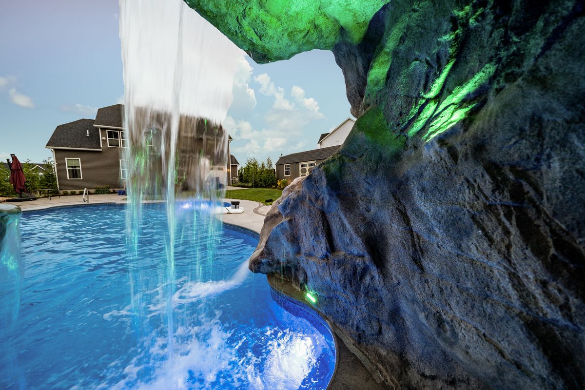 Poolside Water Features Rock Water Slides Waterfalls Grottos