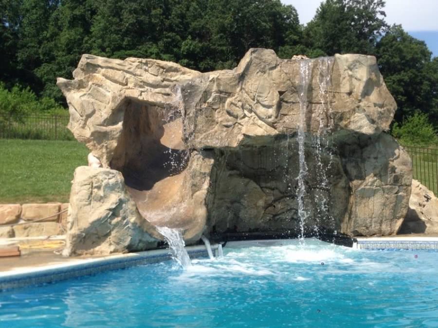 Poolside Water Features Rock Water Slides Waterfalls Grottos
